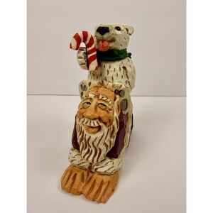 David Frykman DF1131 Santa with Bear on his Back Folk Art  Christmas Candy Cane